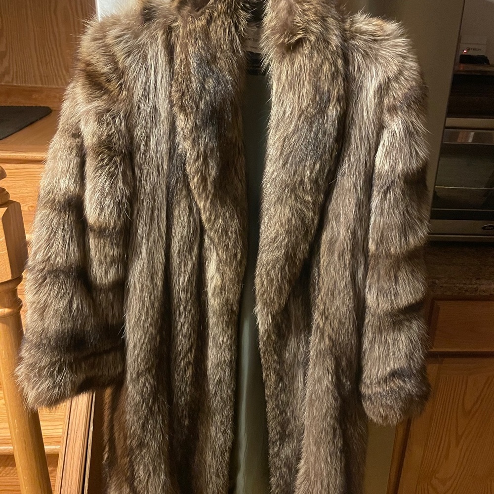 Raccoon fur coat